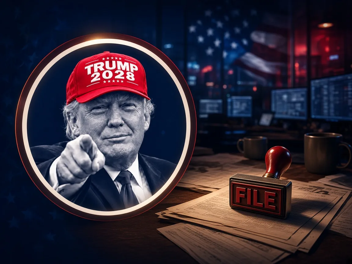 Trump 2028 campaign HQ key-art